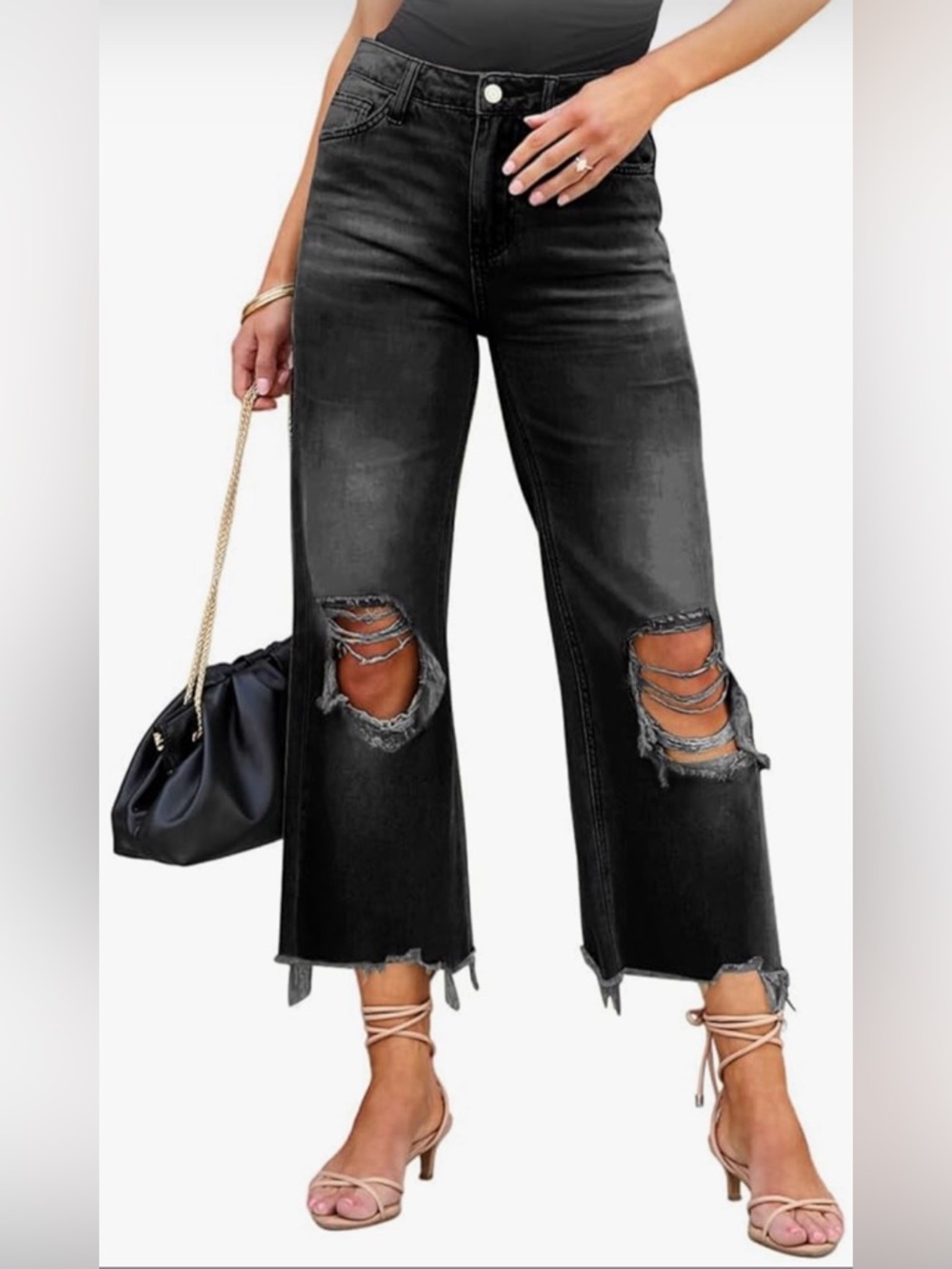 Women’s High-Waisted Distressed Crop Flare Jeans NWT